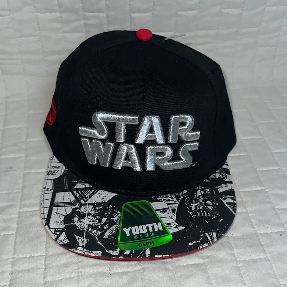 Star Wars Kids Black and Silver Cap SnapBack Youth OSFM NWT